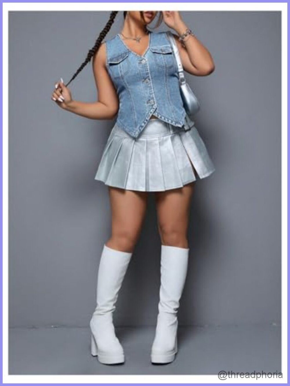 Plus Size Sleeveless Denim Vest V Neck Button Front Asymmetrical Hem - Picture 3 of 5